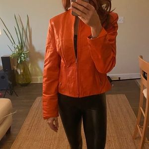 Orange leather jacket